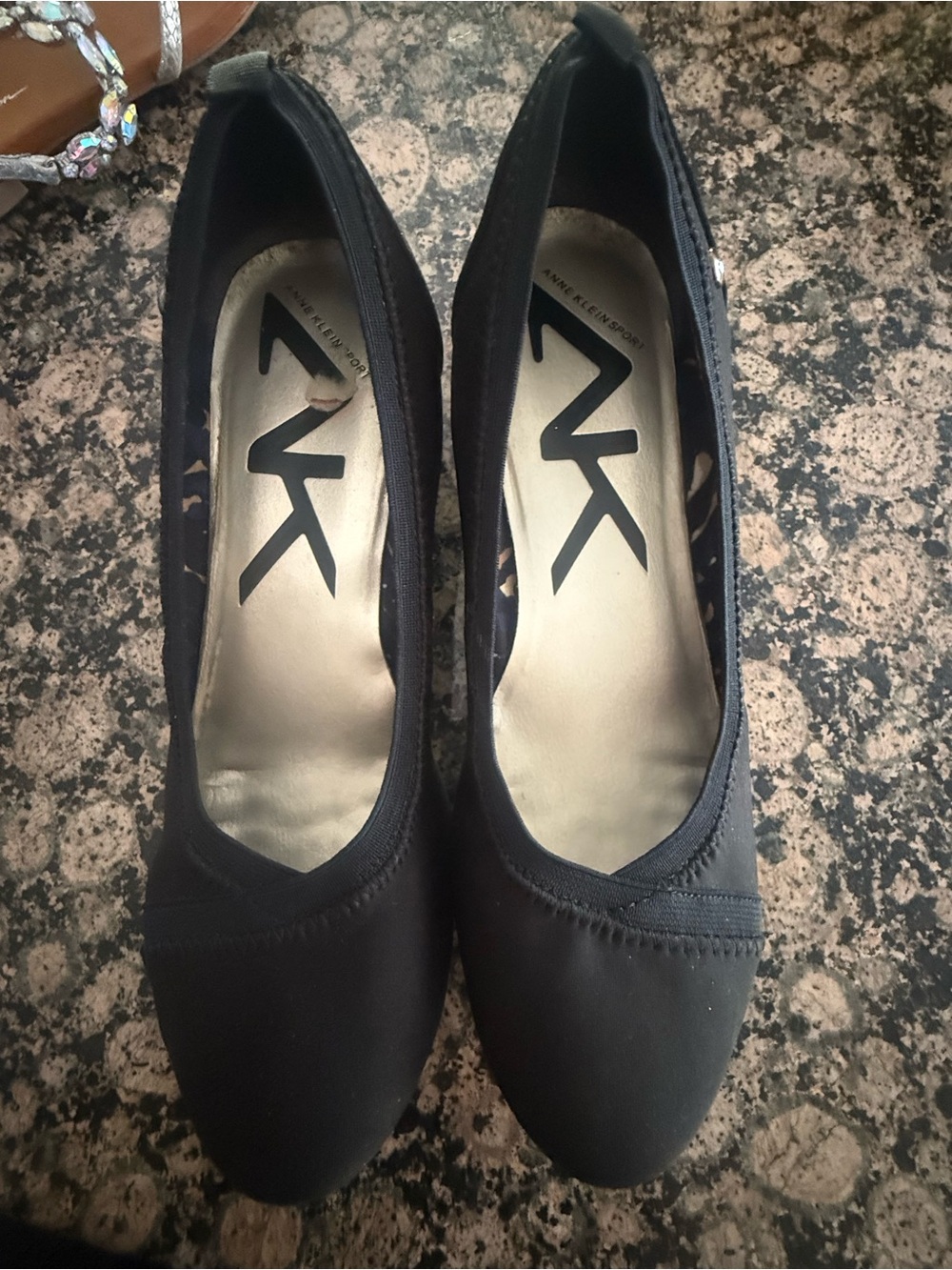 Anne Klein Sport Black Slip-On Round-Toe Flats